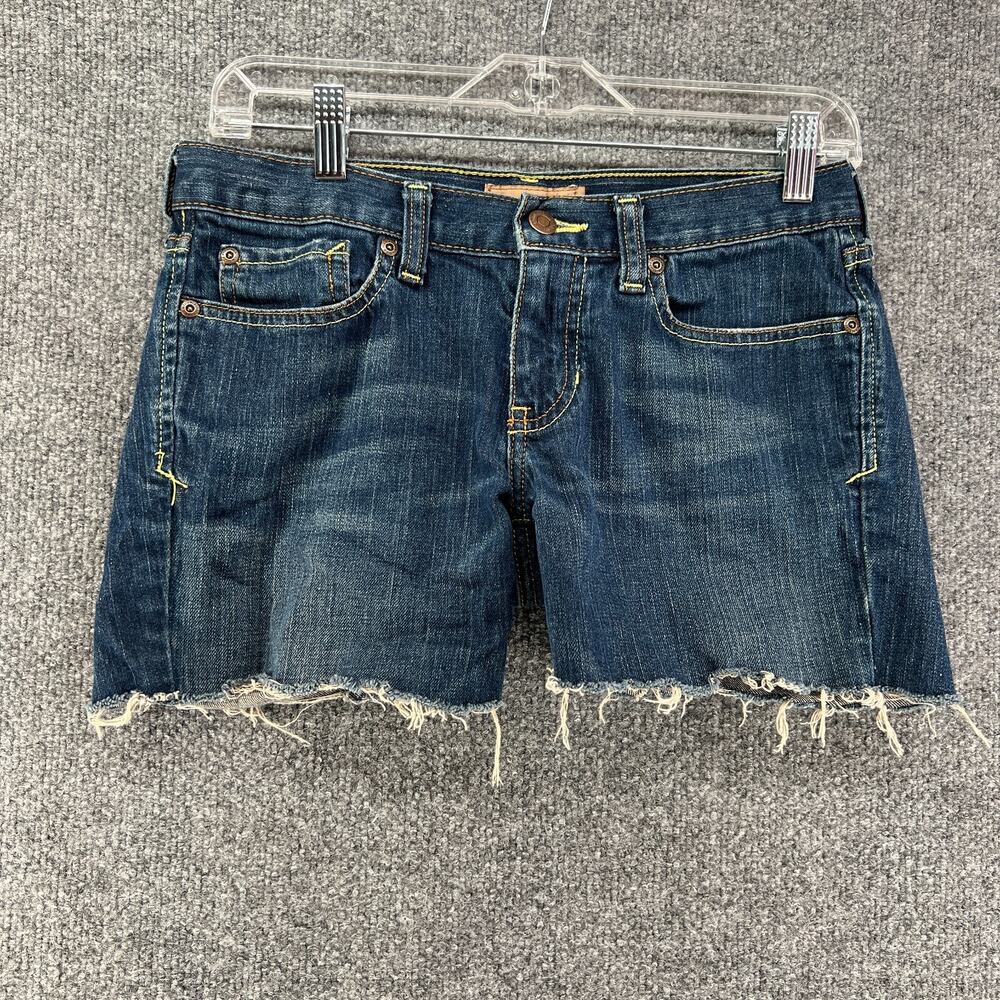 Abercrombie & Fitch Dark Blue Distressed Denim Shorts